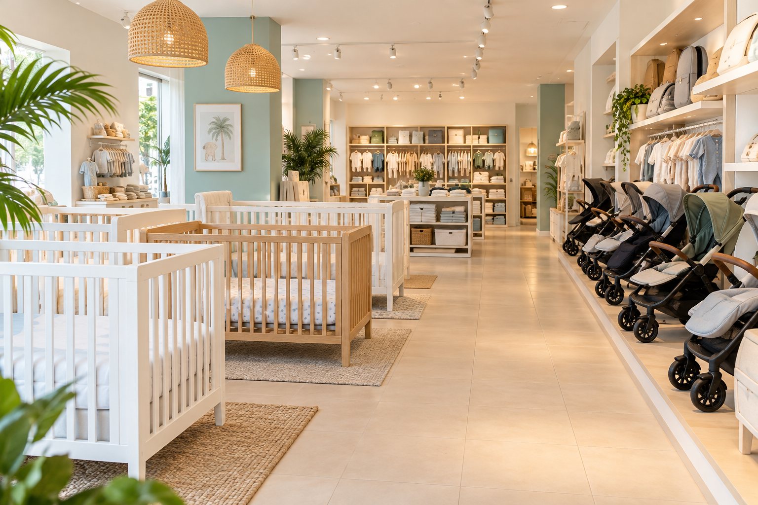 Interior de la tienda Casa de Cunas en Punta Cana
