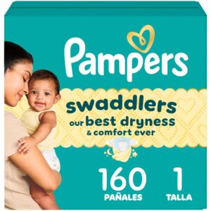 Caja de pañales Pampers Swaddlers talla 1, 160 unidades
